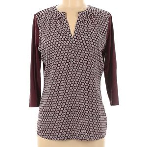 Ann Taylor Factor Burgundy 3/4 Sleeve Blouse Size M